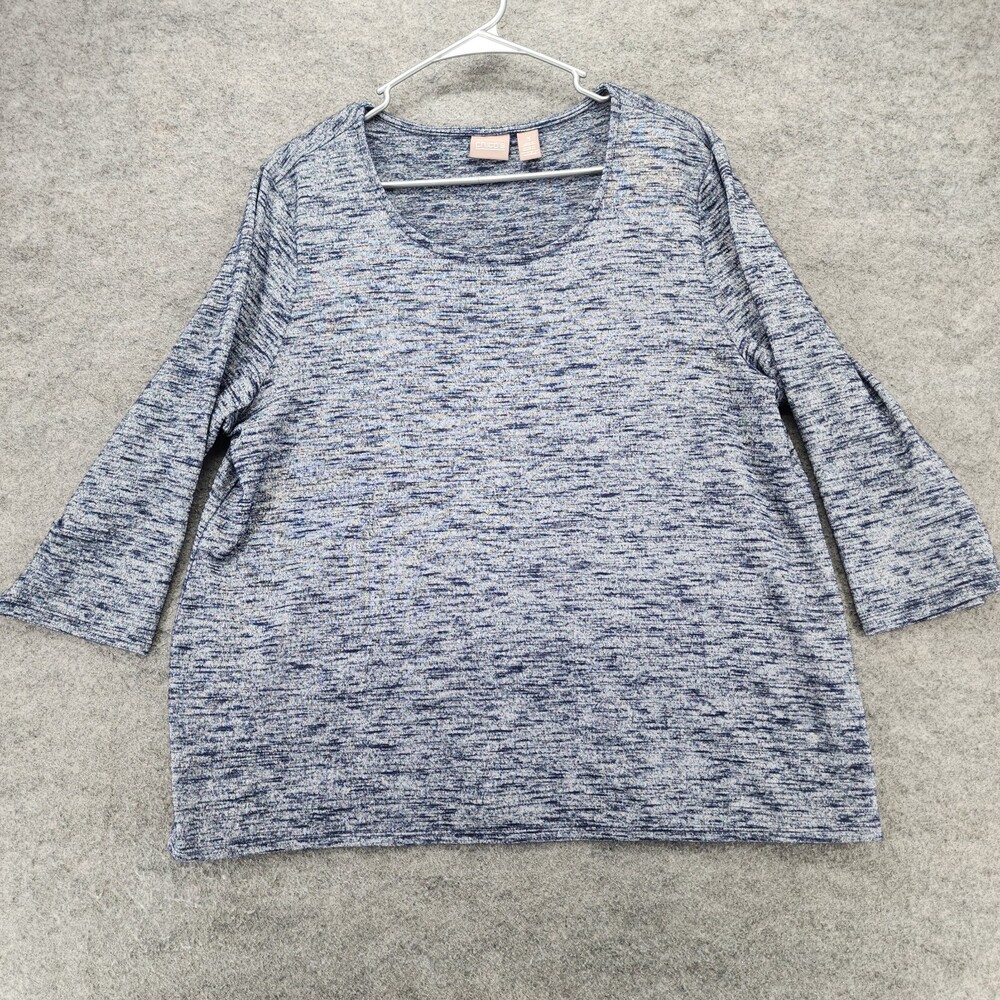 Chicos Shirt Womens 3 US XL Long Sleeve Blue